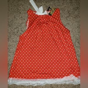 Orange with White Polka-dots Sleeveless Shirt